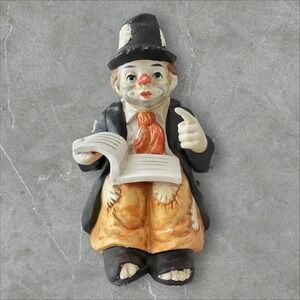 Sun‎ Saint Hobo Clown Reading A Book~Music Box~ 7" Tall